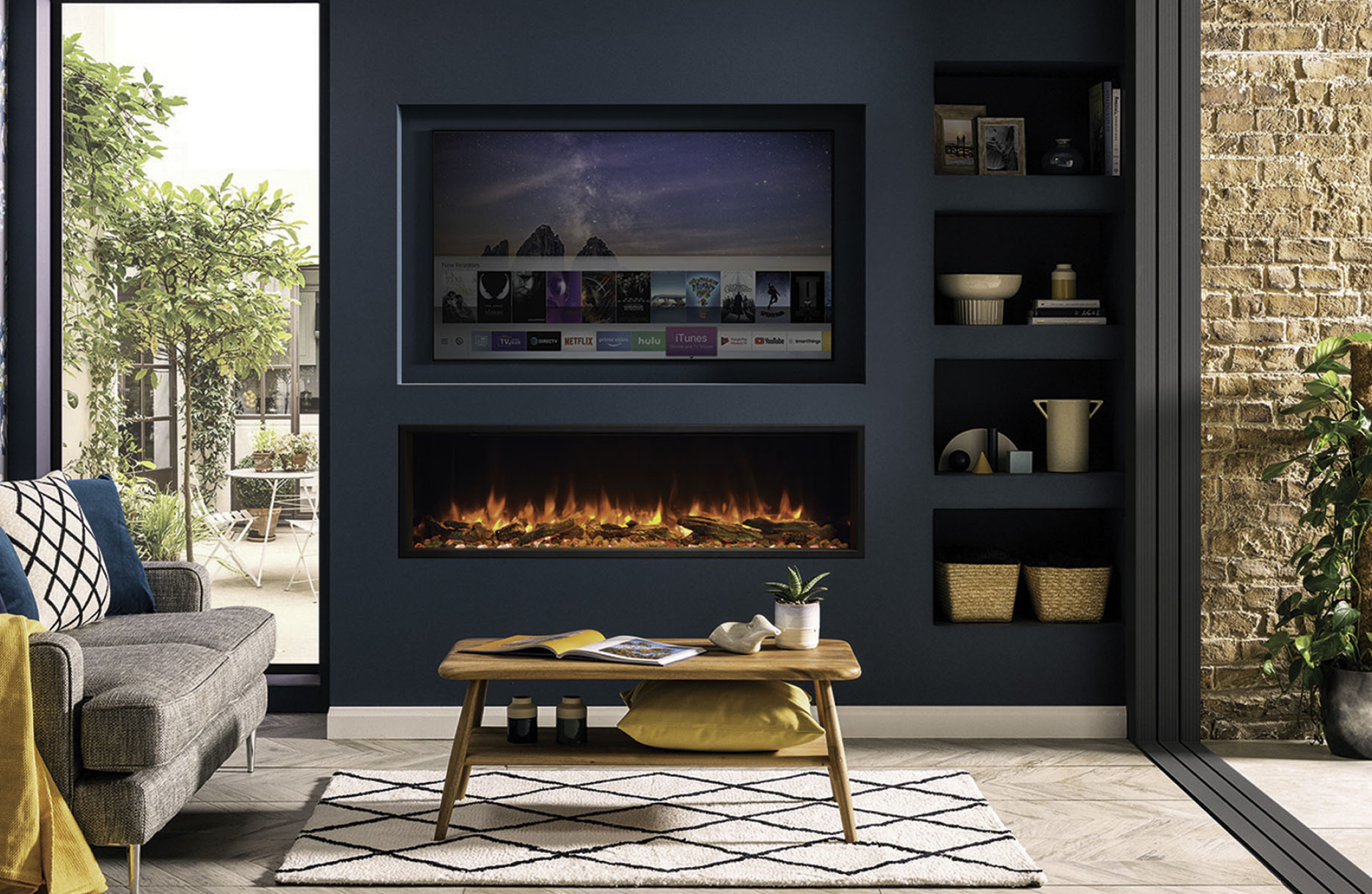Media Walls With Fireplace