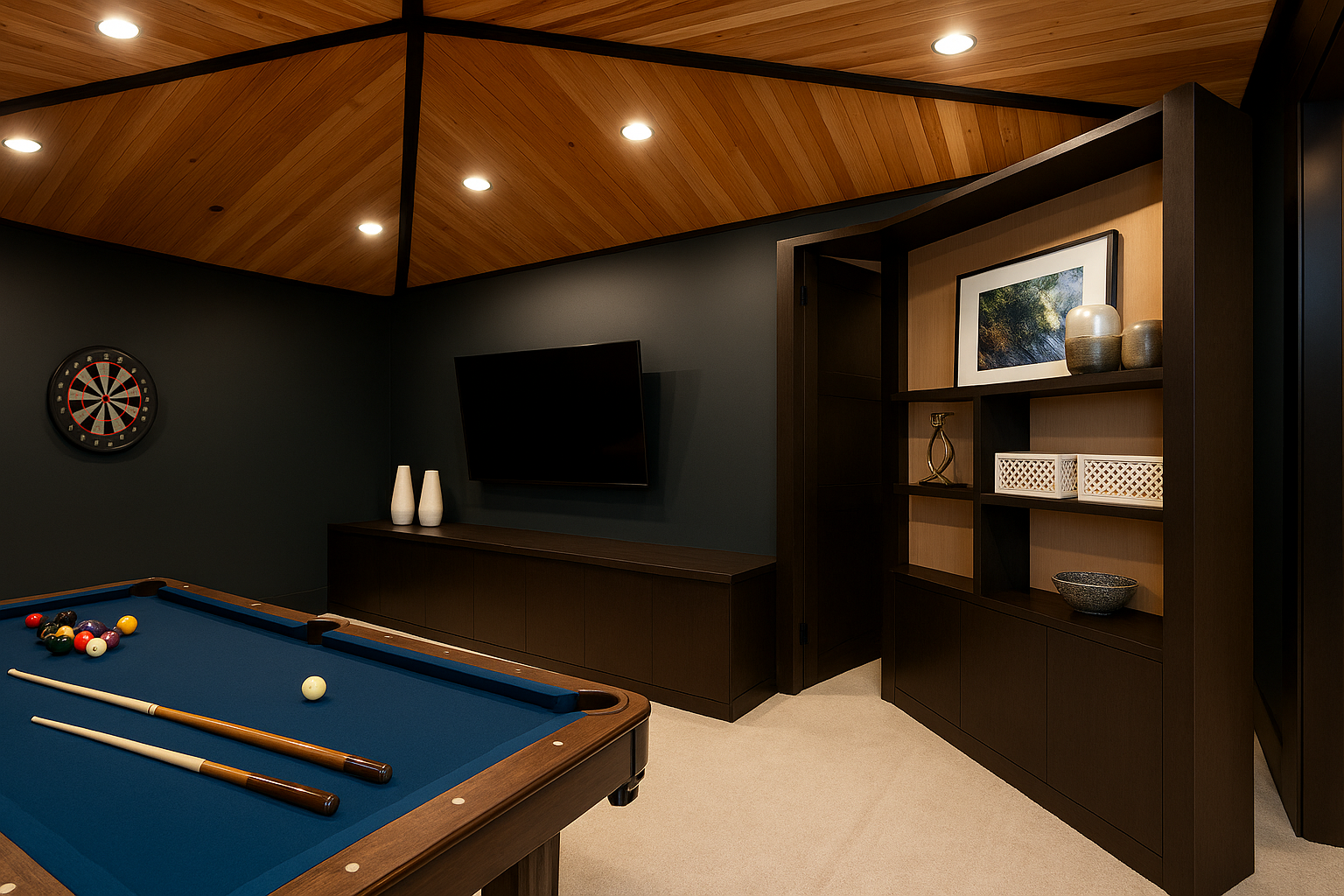 hobby room with hidden door