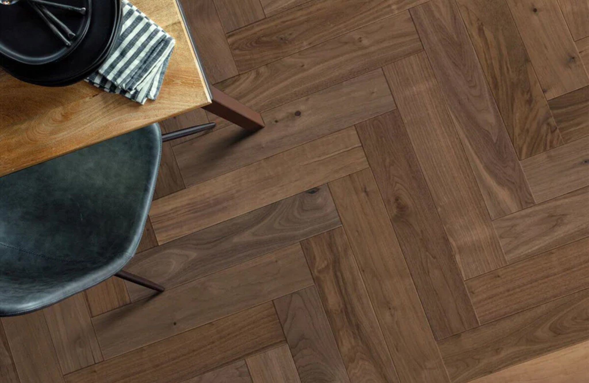 herringbone walnut flooring panel