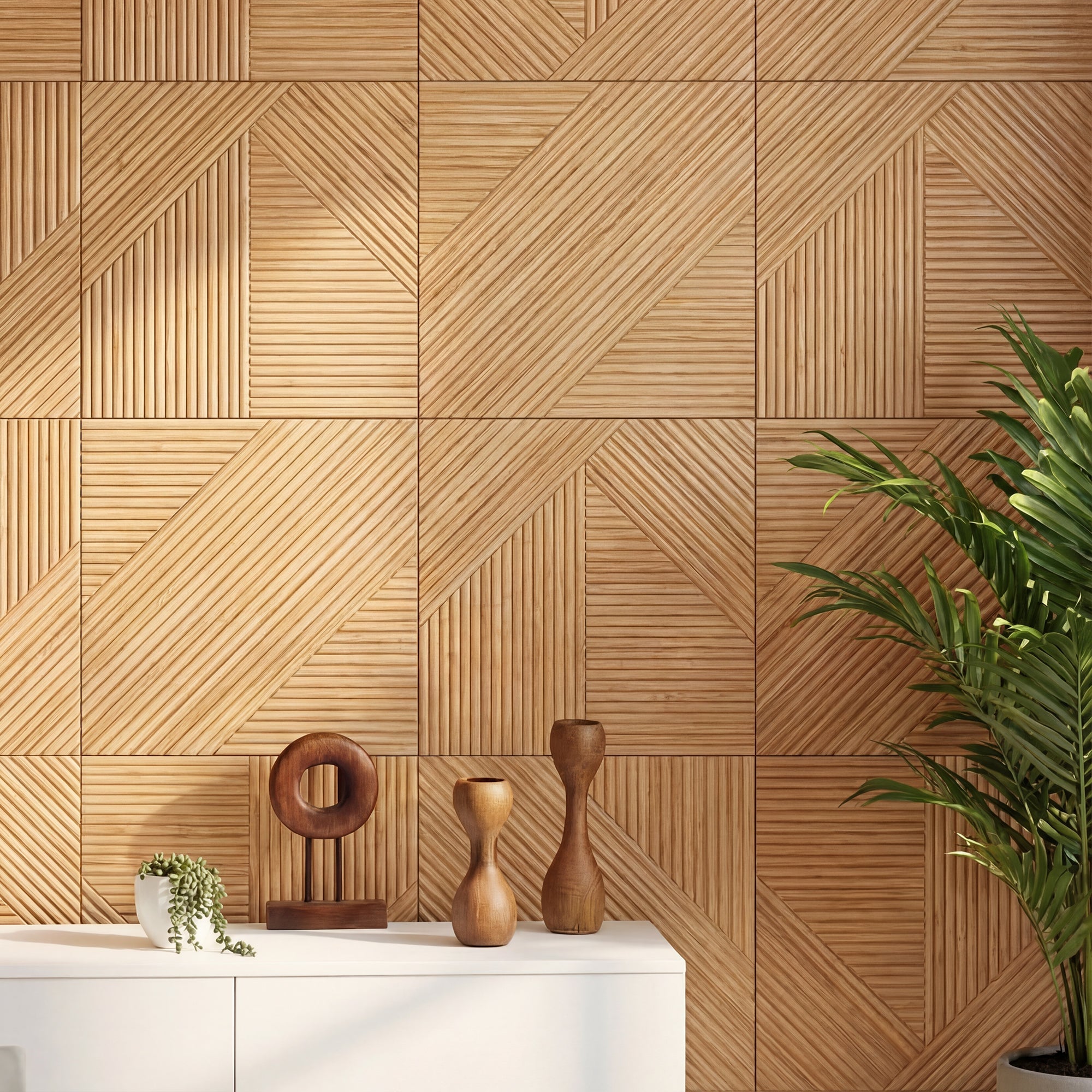 Crossing Lines Solid Wood Wall Panels - Oak - View 11