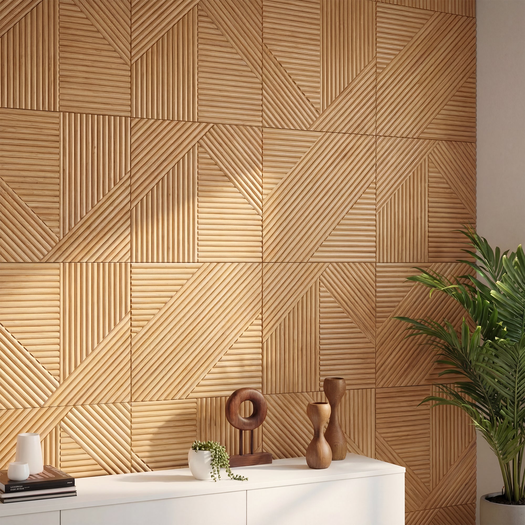 Crossing Lines Solid Wood Wall Panels - Oak - View 12
