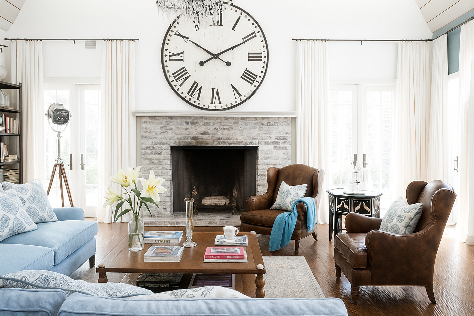 Classic Oversized White Clock On The White Room
