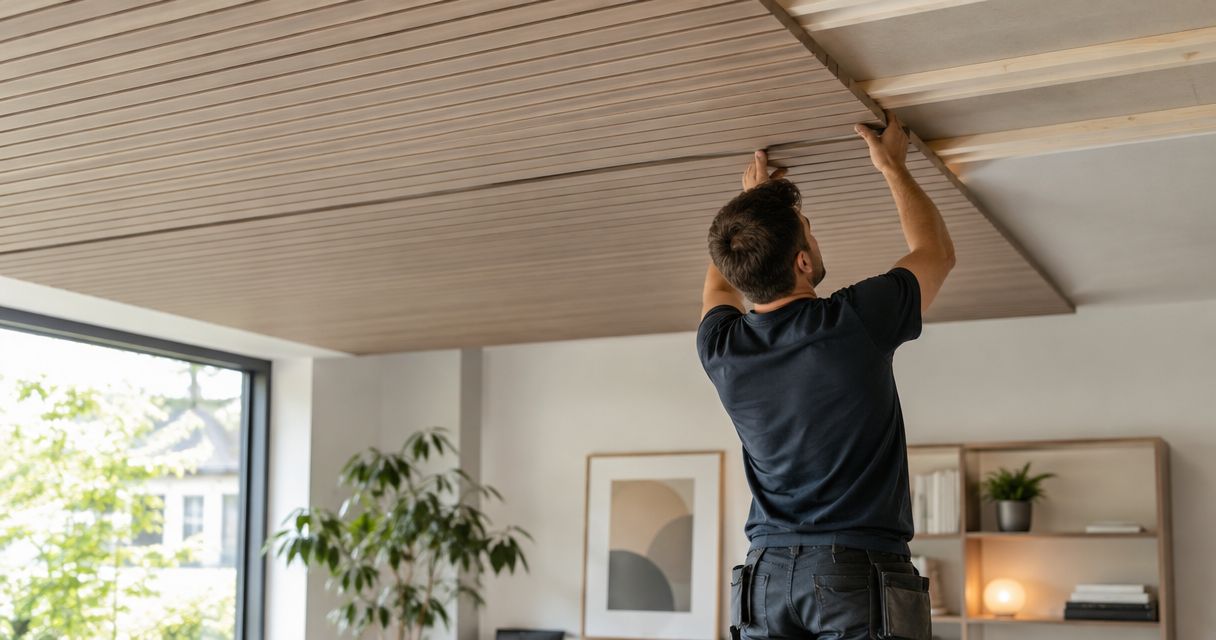 Can wall panels be installed on a ceiling?