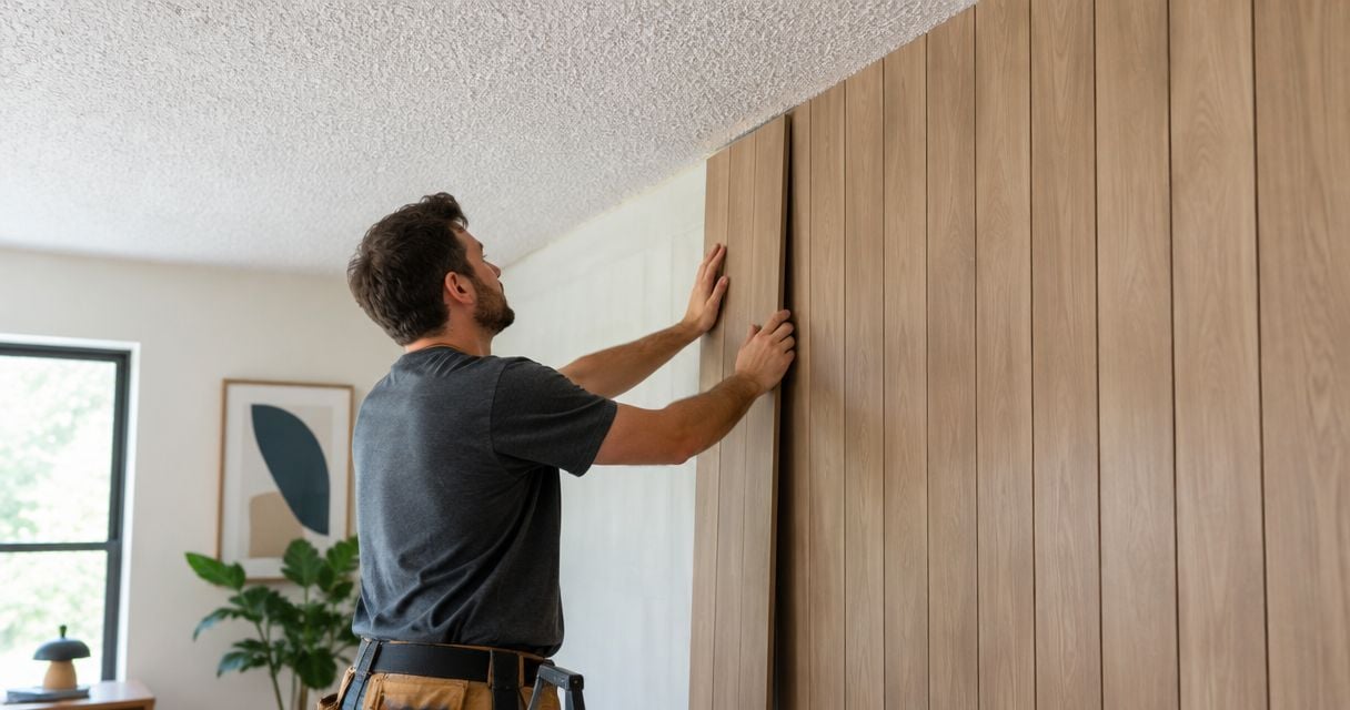 Can you install wall panels over a popcorn ceiling?