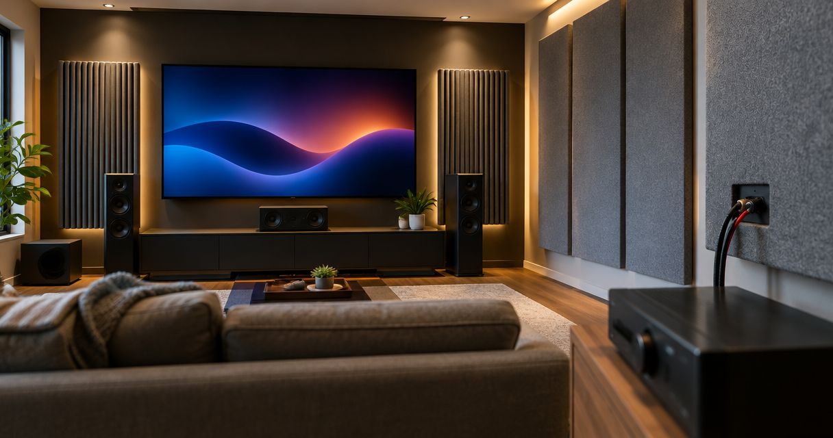 Connecting acoustic wall panels to a home theater system