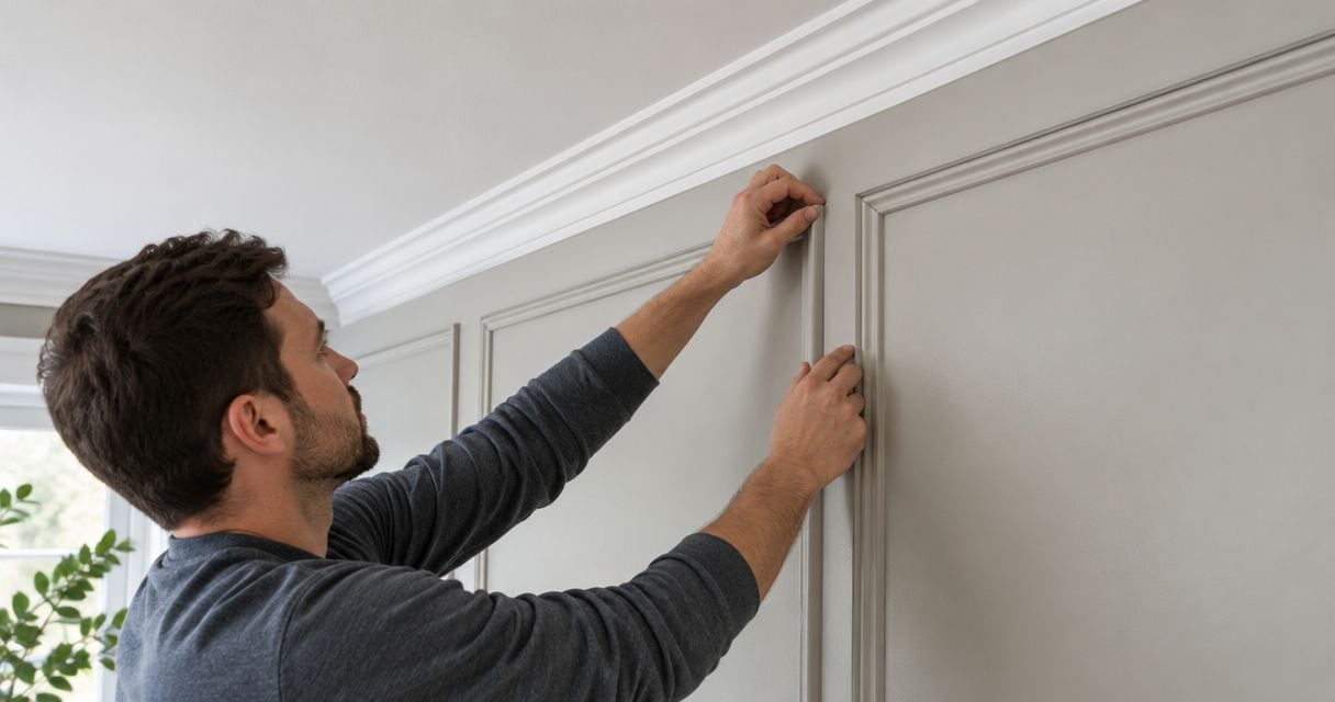 Connecting wall panel trim to existing crown molding