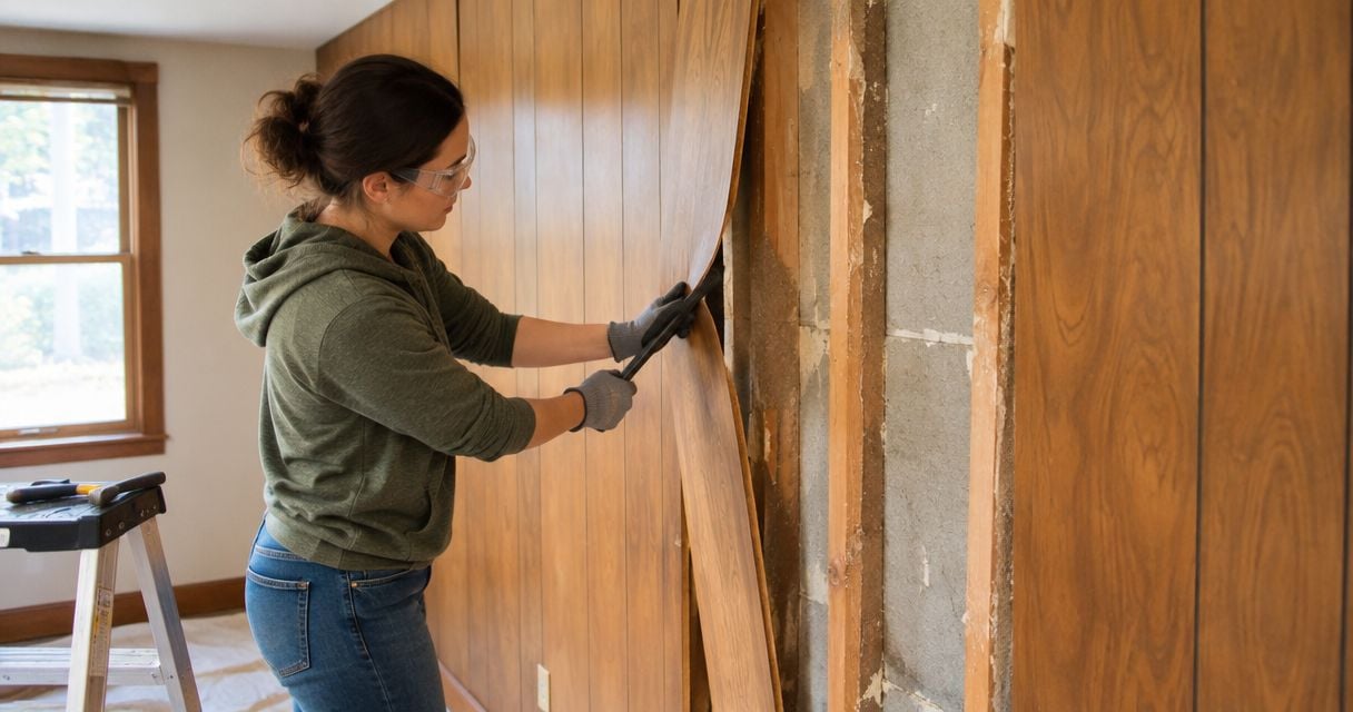 How do you remove old wood paneling from walls?