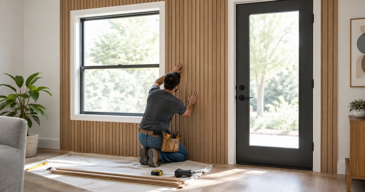 Installing wall panels around window and door casings