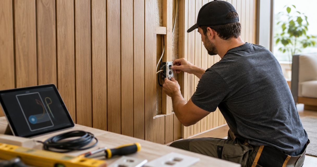 Wiring outlets behind wood wall panels: 2026 workflow